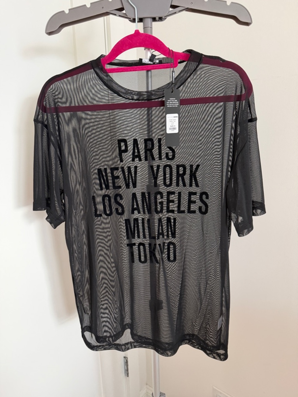 Fashion Nova Black Sheer Mesh Graphic Tee